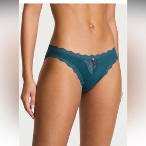 Victoria's Secret Lace-Trim Bikini Panty,Teal Haze, Color,Size Medium.
